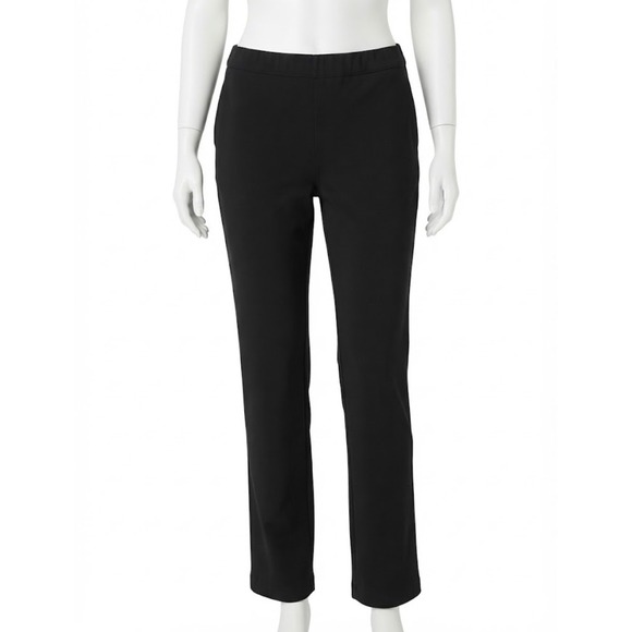 Eileen Fisher Pants - Eileen Fisher Black Straight Leg Dress Pants Elastic Waist Quiet Luxury Size L